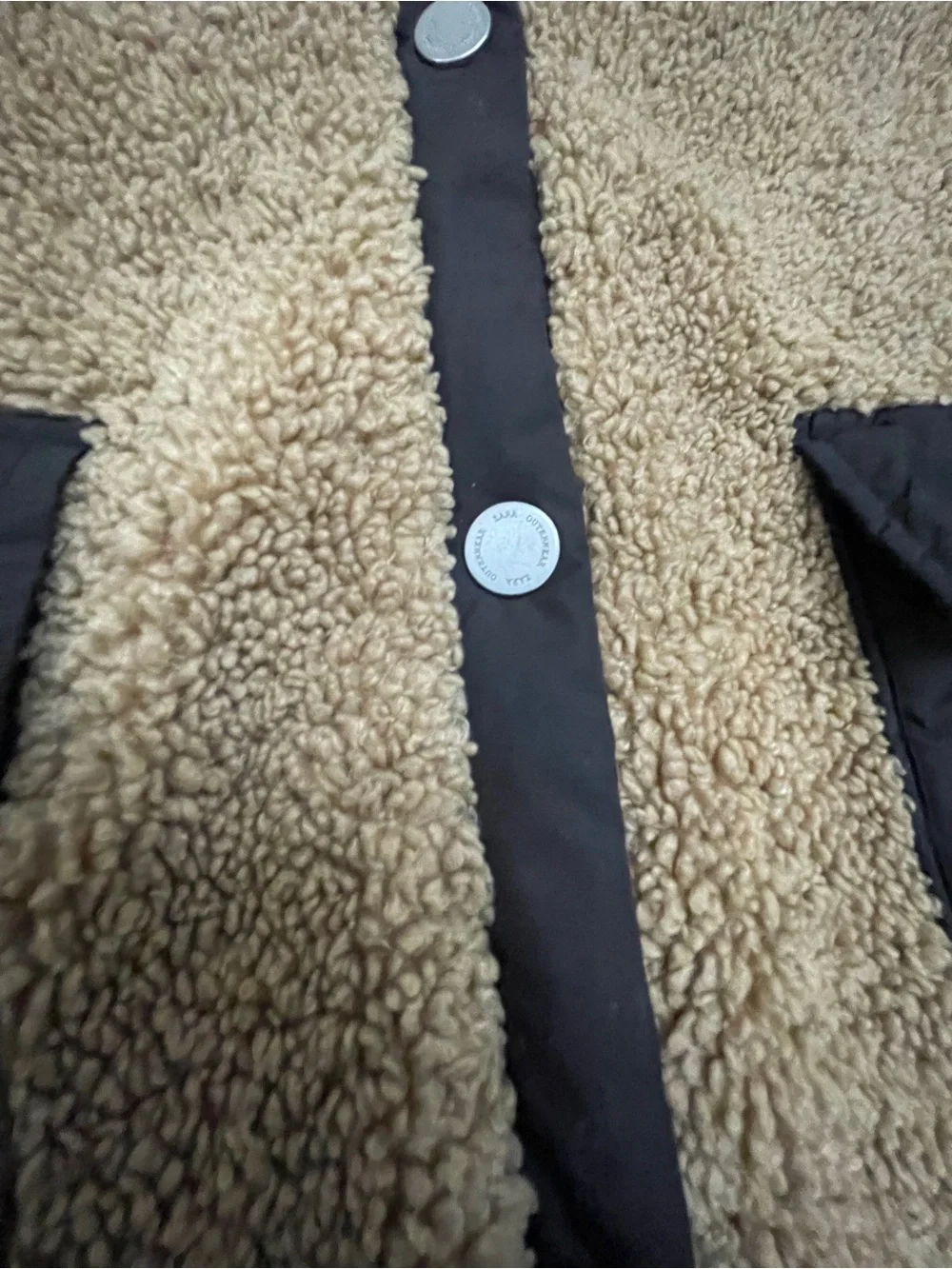 Zara Camel Teddy Sherpa Jacket with Black Trim